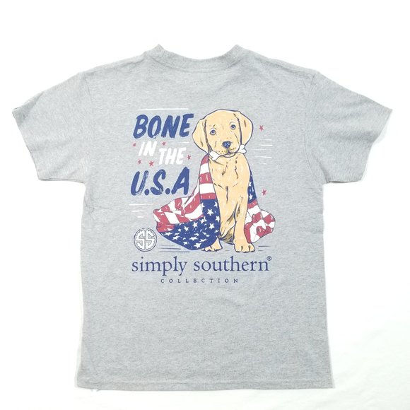 SIMPLY SOUTHERN Bone In The USA Puppy Dog Shirt - Picture 2 of 5